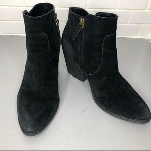 - Treasure Bond black suede block heels boot…